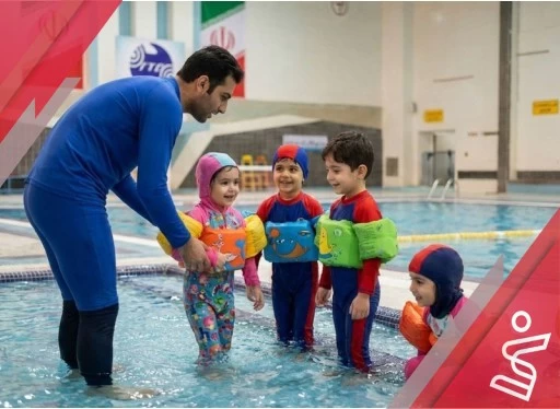 آموزشی شنا 12 جلسه ای (مربی میثاق رحمانی) | زیر 6 سال-مجموعه پیام مخابرات شیراز